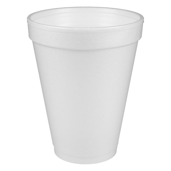 Dart Disposable Insulated Drinking Cup White Styrofoam 12 oz. 1000 Ct 12J12