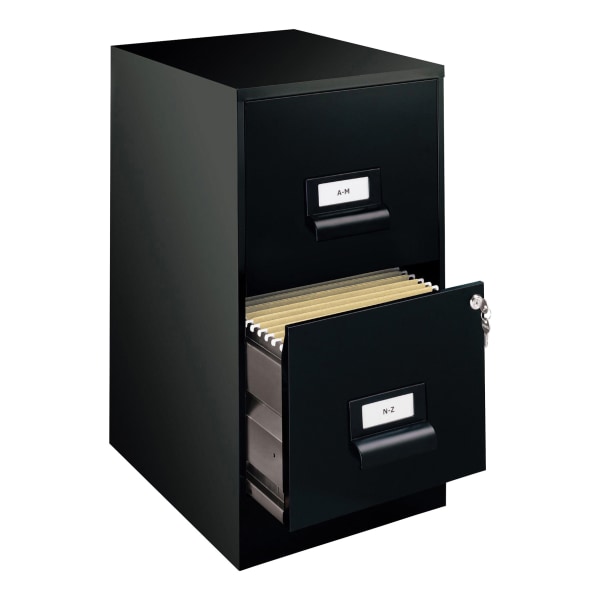 Realspace 18"D Vertical 2-Drawer File Cabinet, Metal, Black