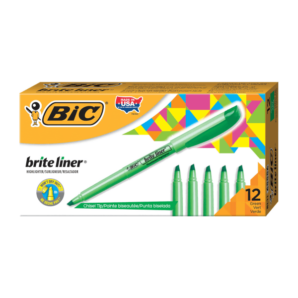BIC Brite Liner Pocket Highlighter  Chisel Tip  12 Count