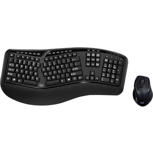 Adesso 2.4GHZ Ergonomic Wireless Keyboard and Laser Mouse