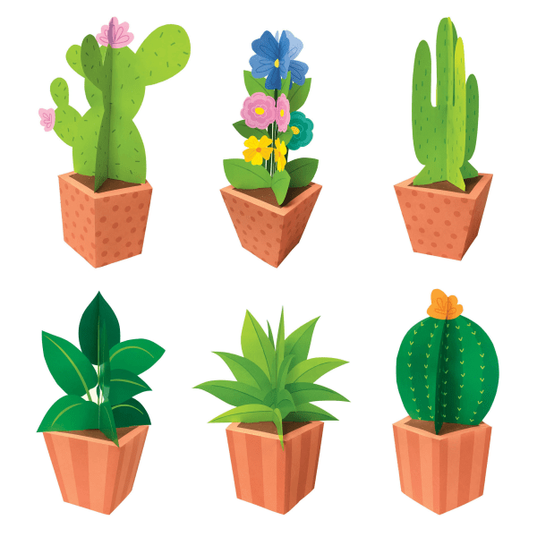 creative teaching press positively plants 3d pop! potted plants bulletin board set