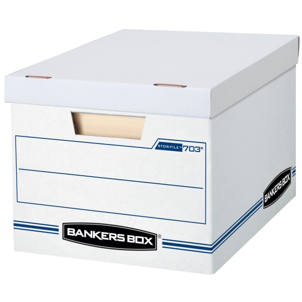 Bankers Box? Stor/File? Standard-Duty Storage Boxes With Lift-Off Lids And Built-In Handles, Letter/Legal Size, 10? x 12" x 15", 60% Recycled, White/B