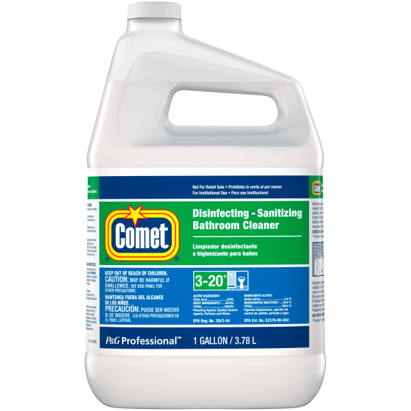 Hospital Grade Disinfecting Bathroom Sanitizer by Comet Professional, Multi-Purpose Liquid Cleaner Wipes up Pathogens, Ready to Use Bulk Refill for Commercial Use, 1 Gal. 