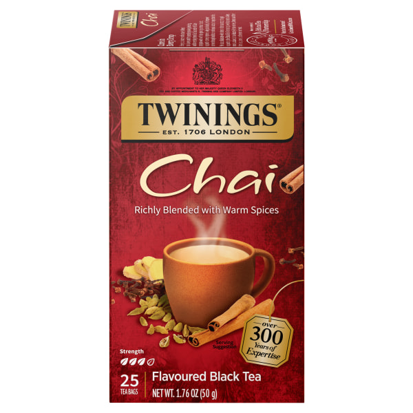 Twinings of London? Chai 25 ct Tea Bags 1.76 oz. Box 6 pack