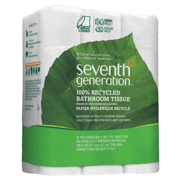 Seventh Generation 100% Recycled Bathroom Tissue  2-Ply  White  300 Sheets/Roll  24/Pack