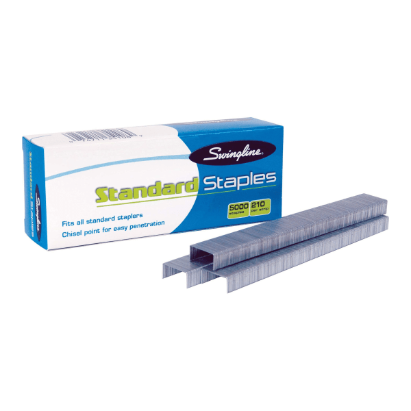 Swingline Standard Staples  1/4  Length  210 Per Strip  5 000 Per Box