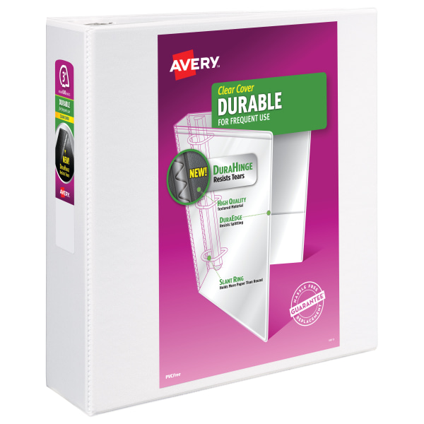 Avery 3" Durable View Binder, Slant Rings, White, 600 Sheets