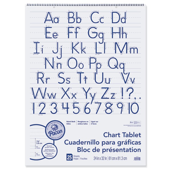 Pacon Chart Tablet  1-1/2  Ruled  24  x 32   White