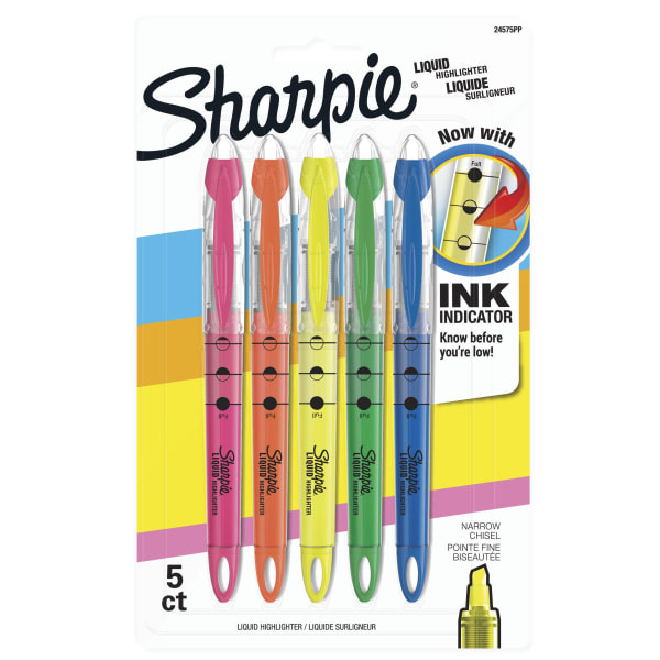 Sharpie Liquid Highlighter  Chisel Tip Highlighters  Assorted Colors  5 Count + 11 Green Highlighters (1 Bid, See Image)