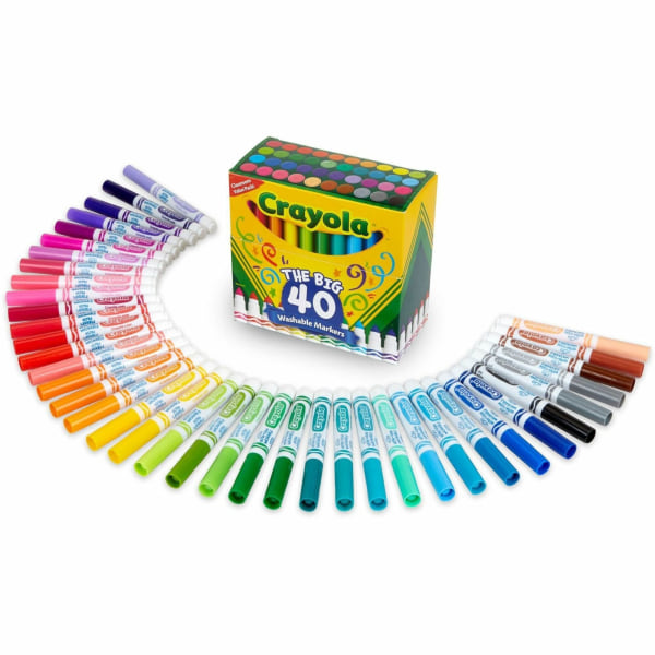 Crayola Classic Broad Line Washable Markers 40 Ct Back to School Supplies Gifts Child