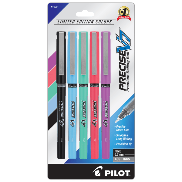 Pilot 16991 Precise V7 Premium Fine Rolling Ball Pen  Pack of 5