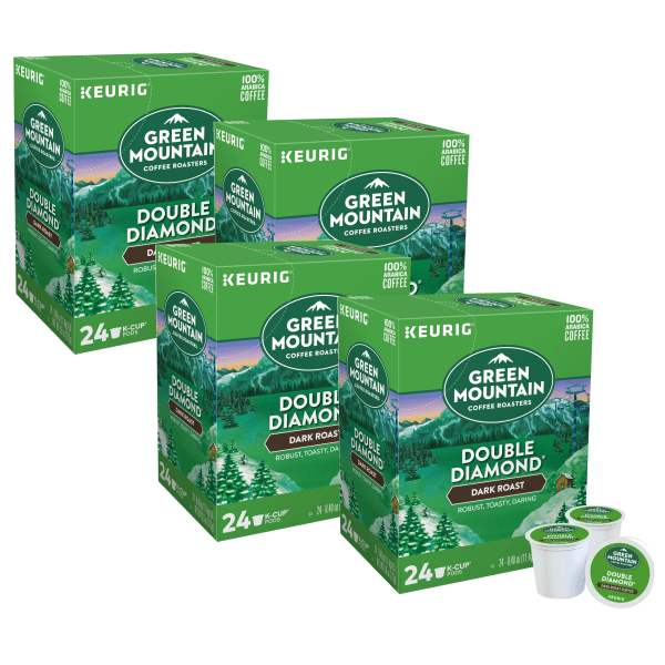 Green Mountain Coffee Double Diamond K-Cup Pods, Dark Roast, 24 Count for Keurig Brewers ( best by