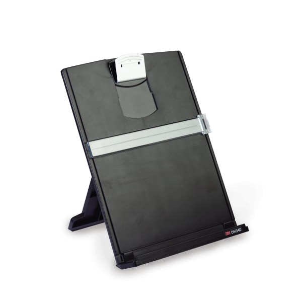 3M Desktop Document Holder  9.37  x 12.0  x 1.75   Holds 150 Sheets  Black  Adjustable Clip  Line Guide