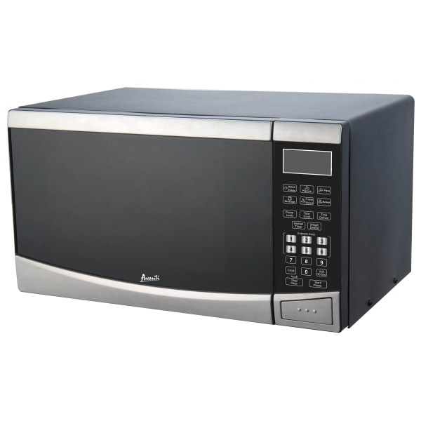 avanti 0.9 cu ft countertop microwave, black/stainless steel