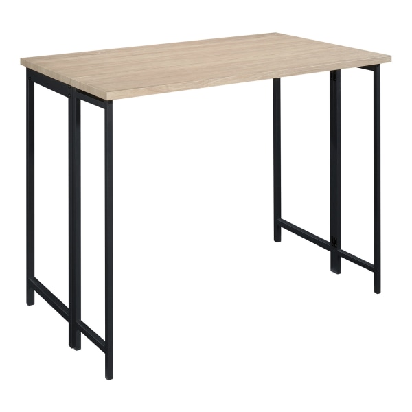 Sauder North Avenue Wood-Metal Dining Table With Drop Leaf in Black Charter Oak