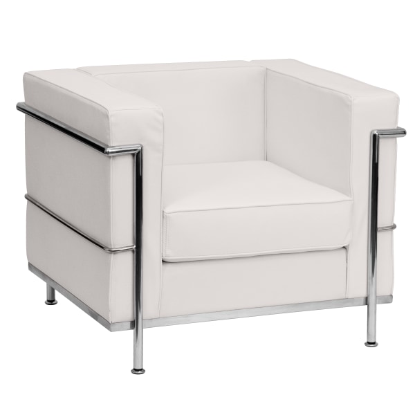 flash furniture hercules regal series contemporary melrose white leathersoft chair with encasing frame