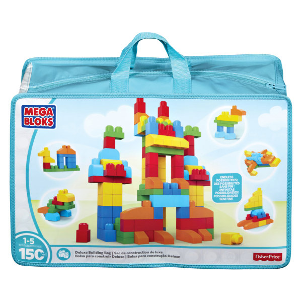MEGA BLOKS 150-Piece Deluxe Building Bag Blocks for Toddlers 1-3