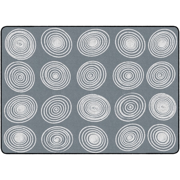 Flagship Carpets FE415-32A Rectangle Circles Carpet, Grey & White - 6 ft. x 8 ft. 4 in.