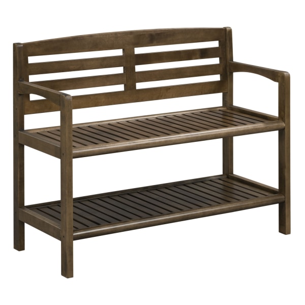 NewRidge Home Solid Wood Abingdon Large Bench with Back and Shelf  Color Options