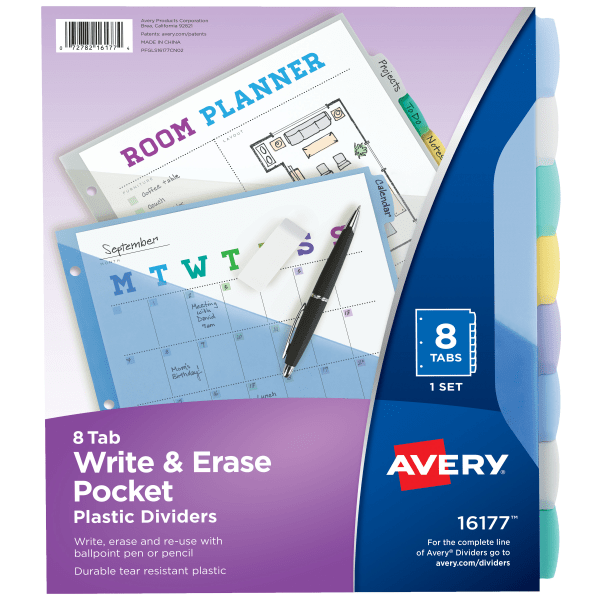 Avery Write & Erase Dividers  8-Tab  Multicolor (16177)