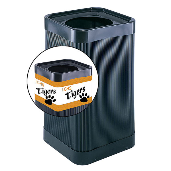 Safco 9790BL At-Your Disposal Top-Open Waste Receptacle  Square  Polyethylene  38gal  Black