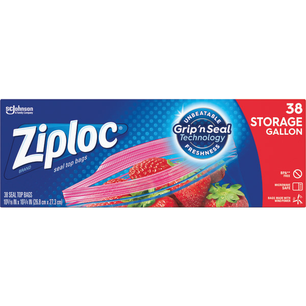 Ziploc Storage Gallon Bags with Grip 'n Seal Technology - 38ct