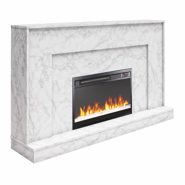 CosmoLiving by Cosmopolitan Liberty Mantel Fireplace  White Faux Marble