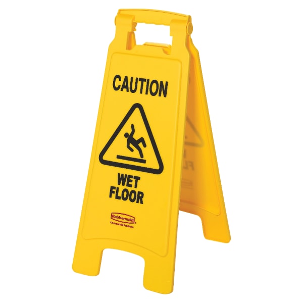 Rubbermaid Commercial Caution Wet Floor Floor Sign, Plastic, 11 x 12 x 25, Bright Yellow -RCP611277YW