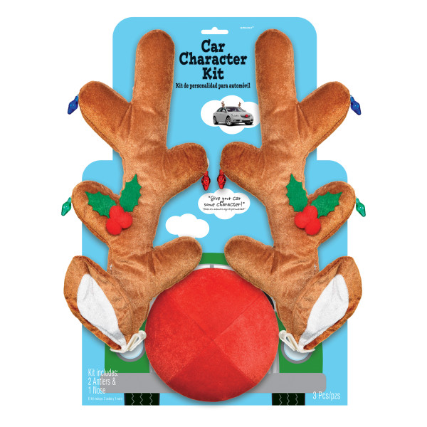Amscan Reindeer Car Kit  Exterior Automotive Accessories  Holiday Decor