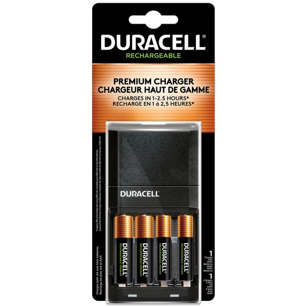 Duracell ION SPEED 4000 Rechargeable Battery Charger with 2 AA and 2 AAA NiMH Batteries