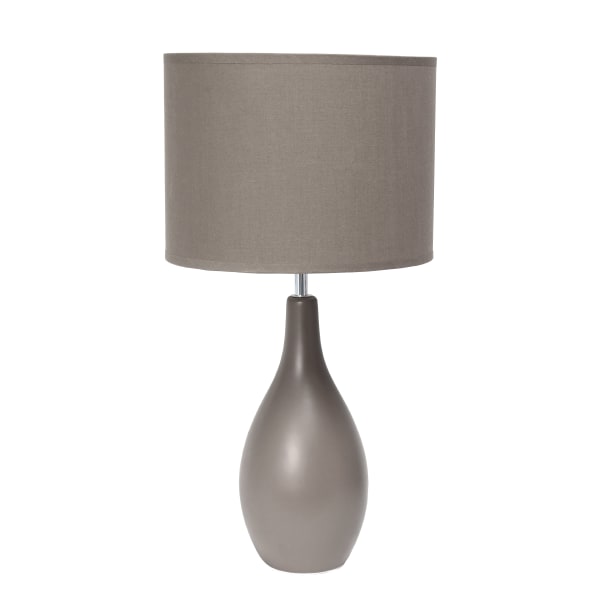 Simple Designs Ceramic Oval Base Table Lamp in Off White with Off White Shade