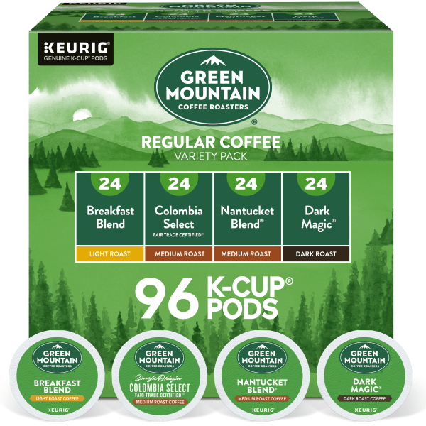 (BB:11/13/25) Green Mountain Coffee® Single-Serve Coffee K-Cup®, Regular Variety Pack, Carton of 96,  4 x 24 Per Box