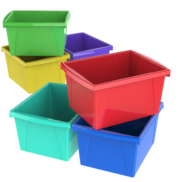 Storex Classroom Storage Bin  Assorted Colors  6-Pack-Size:4 Gallon