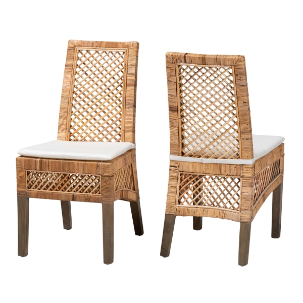 2pc Argos Rattan and Wood Dining Chair Set Natural/Brown - bali & pari