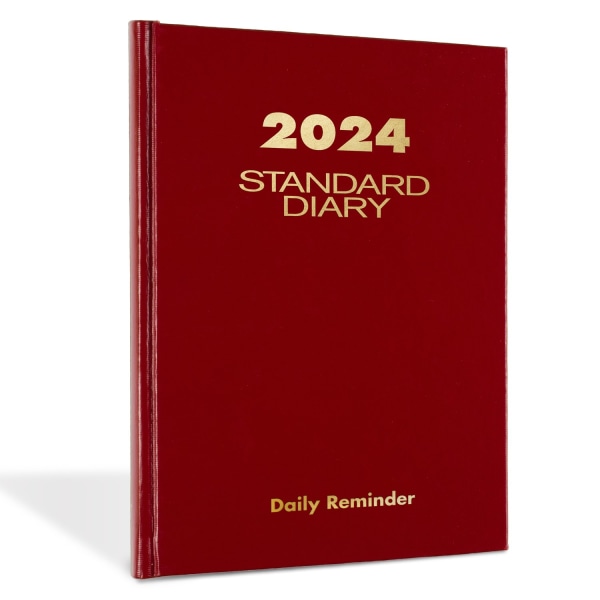 Standard Diary Daily Reminder Book  2024 Edition  Medium/College Rule  Red Cover  (201) 7.5 x 5.13 Sheets