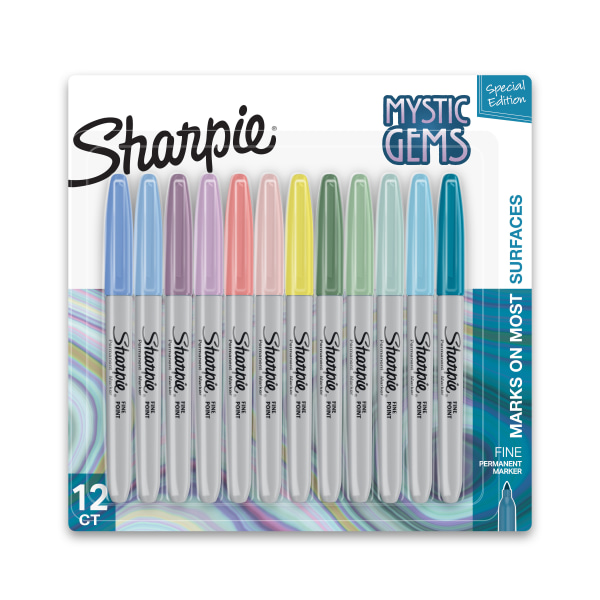 Sharpie Permanent Markers  Mystic Gem Special Edition  Fine Point  Assorted Colors  12 Count