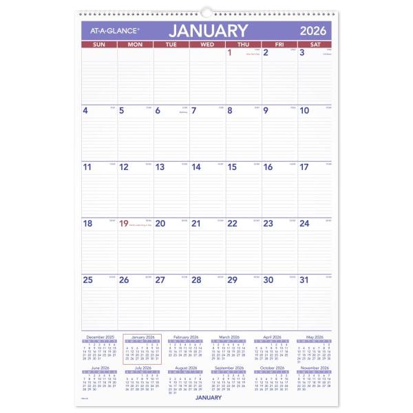 AT-A-GLANCE 2026 Monthly Wall Calendar Large 20 x 30 - Monthly Wall Calendars