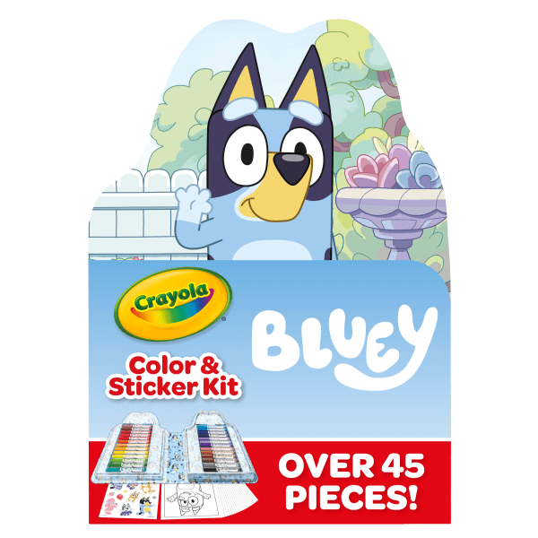 Crayola Bluey Art Kit for Kids (45pcs)  Bluey Coloring Book & Stickers for Kids  Toddler Coloring Gift  4+