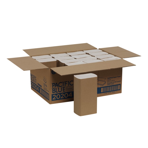 Pacific Blue Basic 1-Ply Multifold Paper Towels  White  250 Sheets/Pack  16 Packs/Case  GPC20204