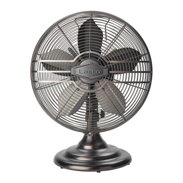 Lasko 12  3-Speed Classic Metal Table Fan with Tilt-Back  17  H  Bronze  R12210  New