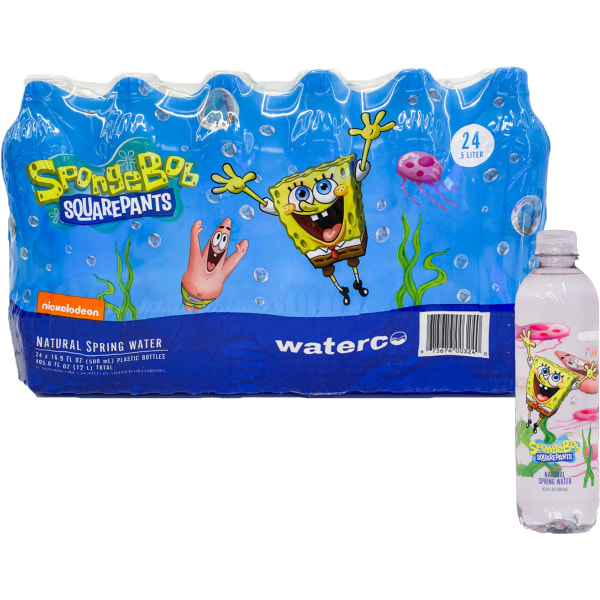 Spongebob Natural Spring Water, 16.9 oz, Pack of 24 Bottles ( best by 05/10/23