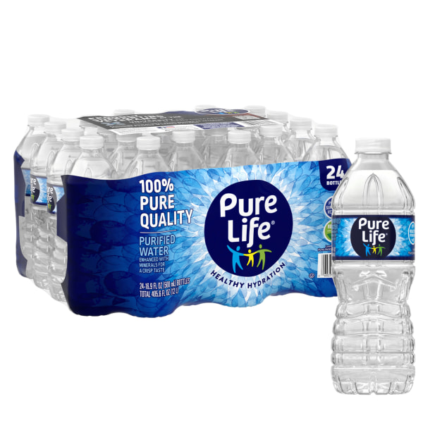 Nestle Pure Life Purified Water, 16.9 fl oz. Plastic Bottled Water (Pack of 24)