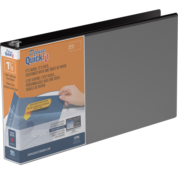 QuickFit® Landscape Overlay 3-Ring Binder  1 1/2  Round Rings  Black