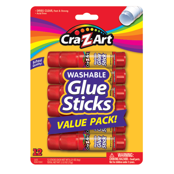 Cra-Z-Art Washable School Glue Sticks, 0.21 Oz, Pack Of 12 Sticks
