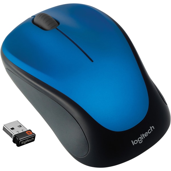 Logitech M317 Wireless Computer Mouse 3 Buttons 2.4GHz Compact with Comfortable Rubber Sides Blue