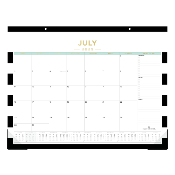 2023-2024 Blue Sky Day Designer Rugby Stripe 22  x 17  Academic Monthly Desk Pad Calendar (142536)