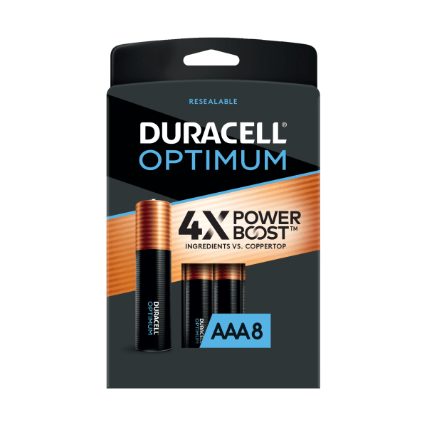 Duracell Optimum AAA Batteries - 8 Pack Alkaline Battery with Resealable Tray