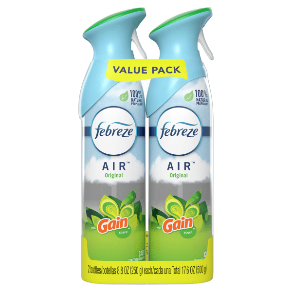 Febreze Odor-Eliminating Air Freshener, with Gain Scent, Original Scent, Pack of 2, 8.8 fl oz Each