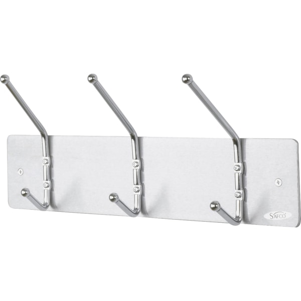 Safco  Saf4161  3-Hook Contemporary Steel Coat Hooks  1 / Each  Silver Hook