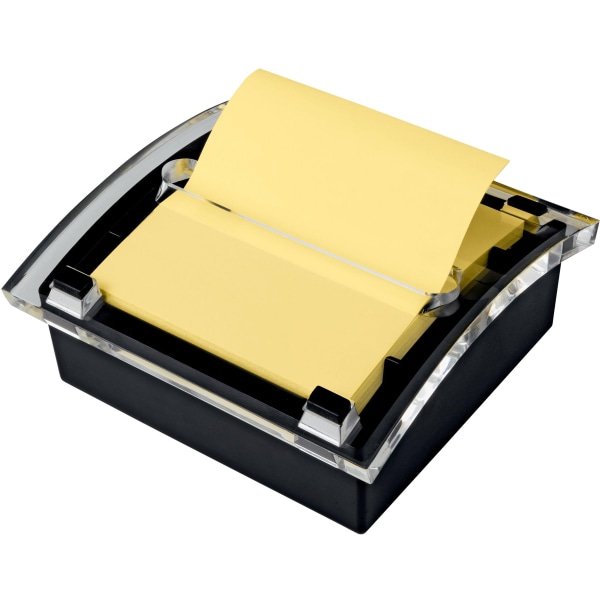 Post-It Pop-up Notes Clear Top Pop-up Note Dispenser  3 x 3 Super Sticky Canary Notes  Black -MMMDS330BK